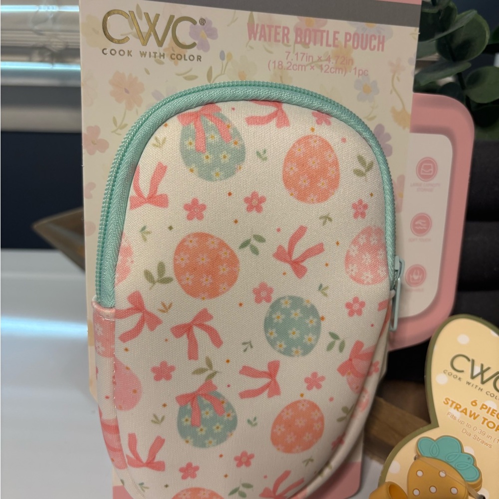 Floral Water Bottle Pouch - Pink and CWC Spring Straw Toppers - Picture 3 of 3